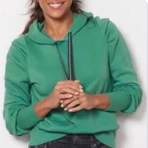 Evereve Myla Pleated Hoodie Green Women’s Size XS NWT